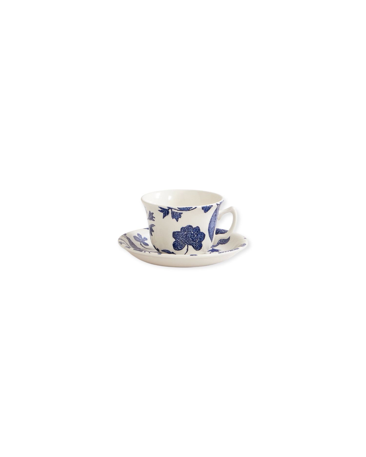 Ralph Lauren Home Burleigh Garden Vine Teacup Saucer Set Ralph Lauren Home and Burleigh earthenware teacup and saucer with floral batik pattern